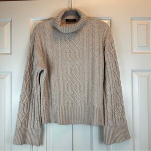 Caara Brown Cable Knit Turtleneck Sweater‎